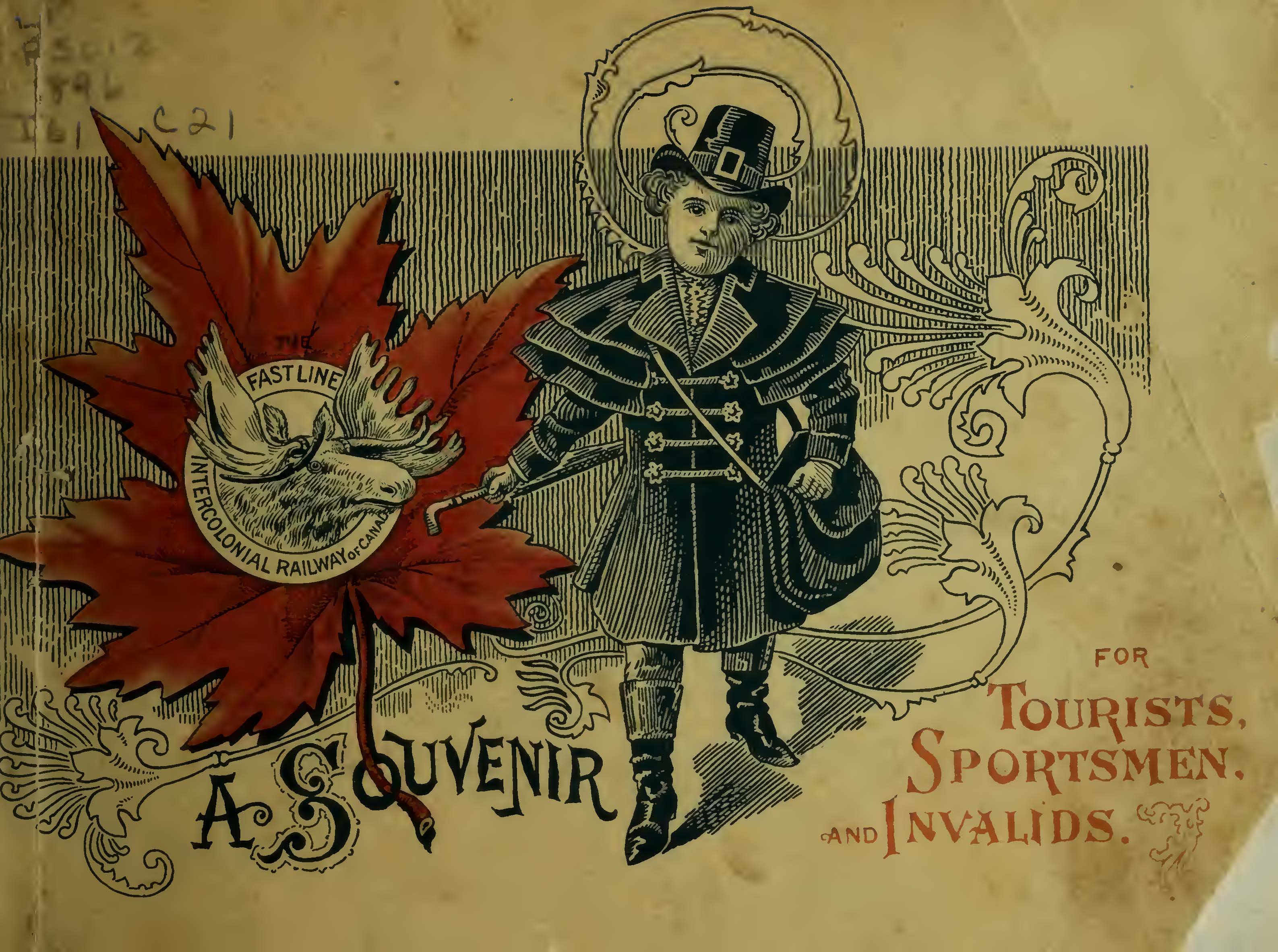 Couverture d’un album souvenir en anglais orné d’un logo où figurent un personnage vêtu de noir ainsi que la tête d’un orignal.