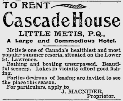 Image of the newspaper announcement Cascade House to rent (English original version).