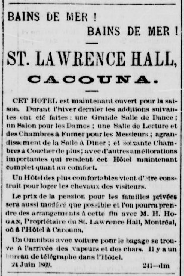 Image of newspaper announcement about Sea Bathing, in English.