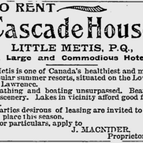 Image of the newspaper announcement Cascade House to rent (English original version).