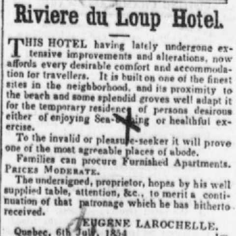 Image de l'annonce en anglais "Riviere du Loup Hotel".
